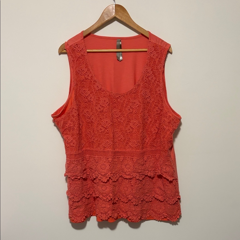 Penningtons Coral Lace Tank Top